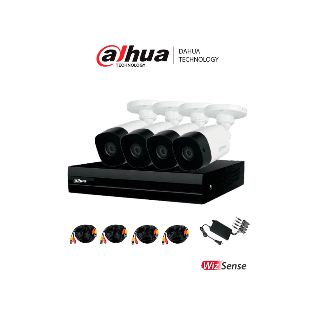DAHUA KITXVR1B08-I-2MP4CP - Kit de 8 Canales 2 Megapíxeles/ con 4 Camaras