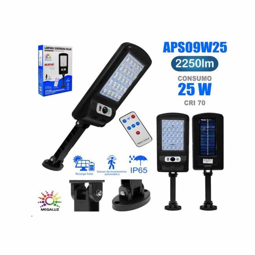MEGALUZ APS09W25 LAMAPARA SOLAR 15W 