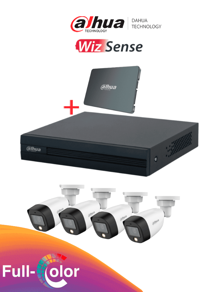 KIT/XVR1B04-I-SSD512G4HFW1209 - Kit FullColor de 4 Canales con SSD de 512GB