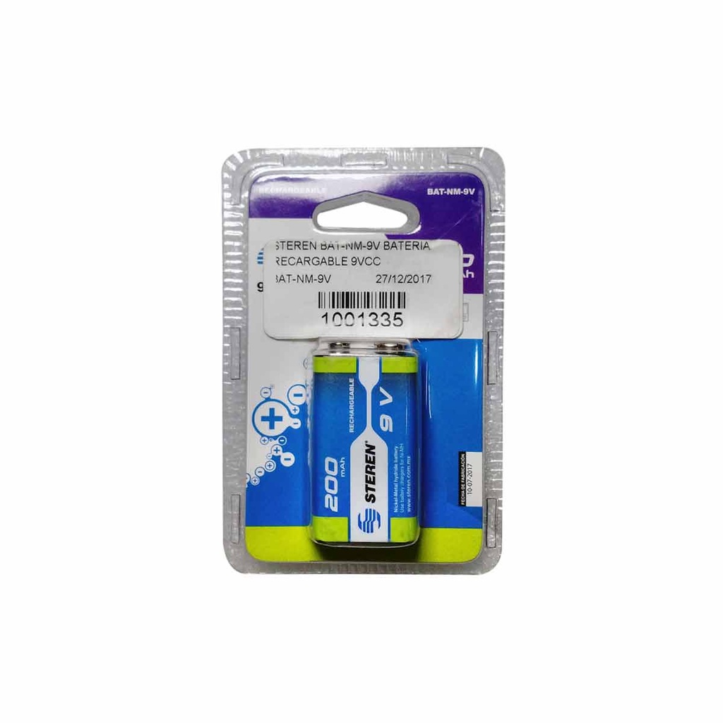 STEREN BAT-NM-9V BATERIA RECARGABLE 9VCC 