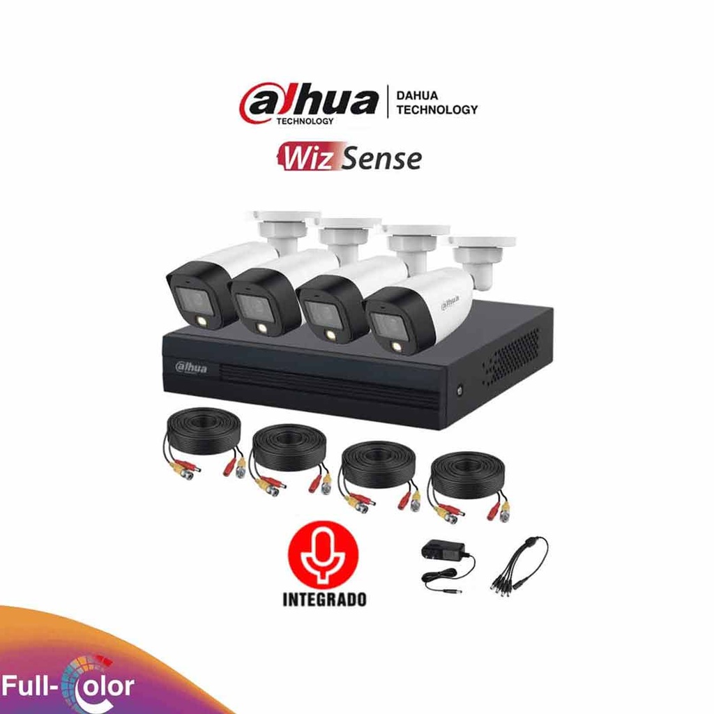 DAHUA FULLCOLORKIT-A - Kit de 4 Canales Full Color de 2 Megapíxeles con Audio