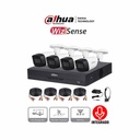 DAHUA KITXVR5104HS4KLI3+4HFW1500CMAa- Kit de 4 Canales de 5 Mp con Audio