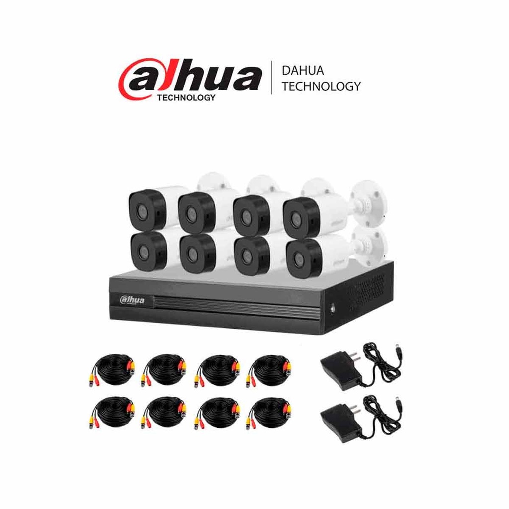 DAHUA KITXVR1B08- I+8-B1A21- Kit de 8 Canales 2 Megapíxeles/ DVR Cooper-I WizSense/ Con IA