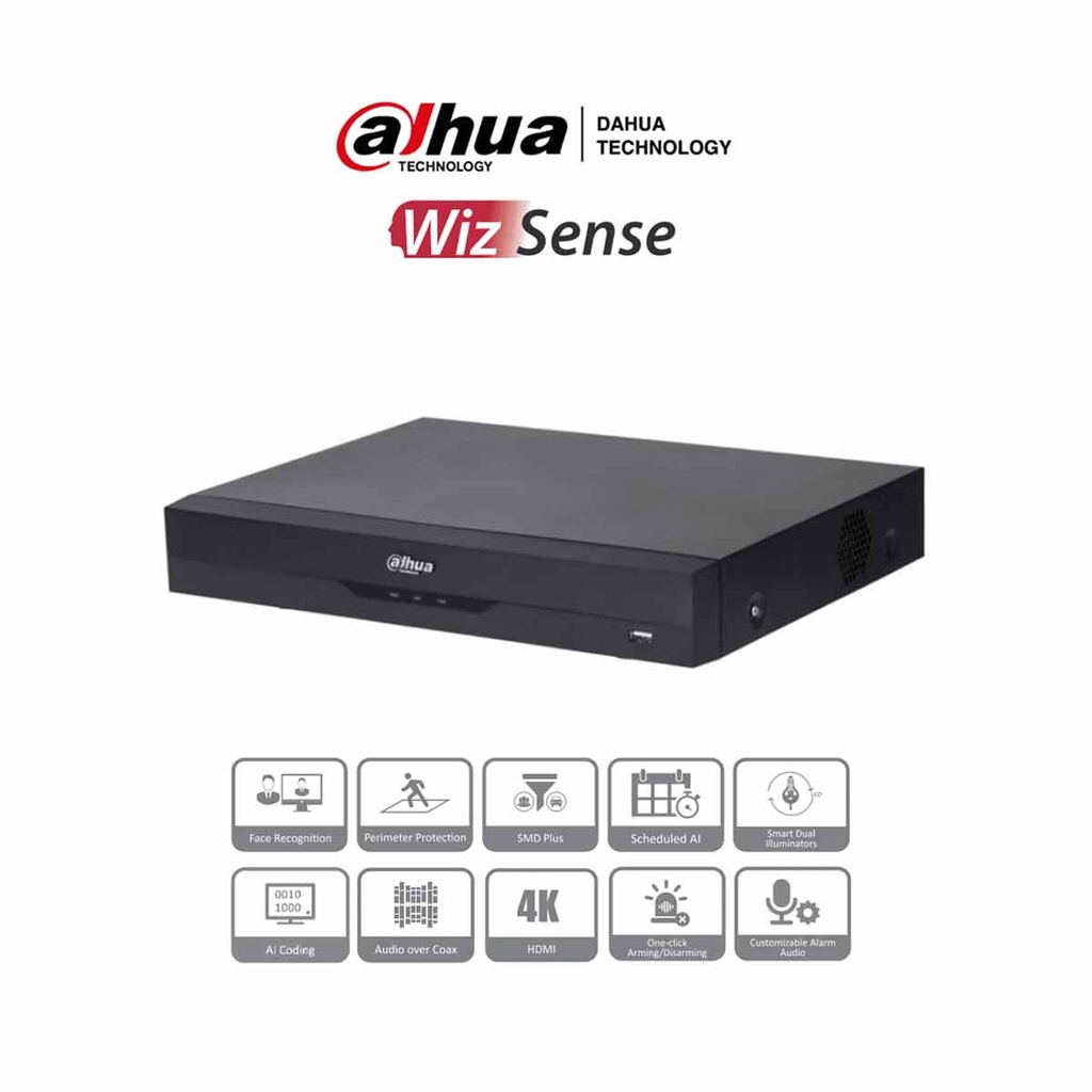 DAHUA XVR5116H-4KL-I3 - DVR de 16 Canales 4k/ 8 Megapíxeles/ WizSense/ IA/ H.265+/ 16 Canales 