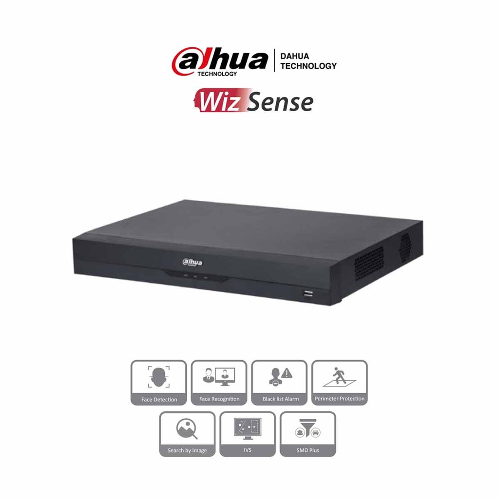 DAHUA NVR2216-16P-I2 - NVR de 8 Megapixeles /16 Canales IP/ WizSense/ 4k Con IA/ 16 Puertos PoE