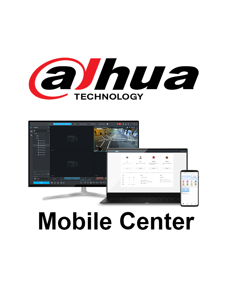 DAHUA MobileCenterBase - Licencia Base de Mobile Center para 16 Canales de video/ Solución Móvil Dahua/ 100 Usuarios en Línea/ Windows 10/ SOBRE PEDIDO