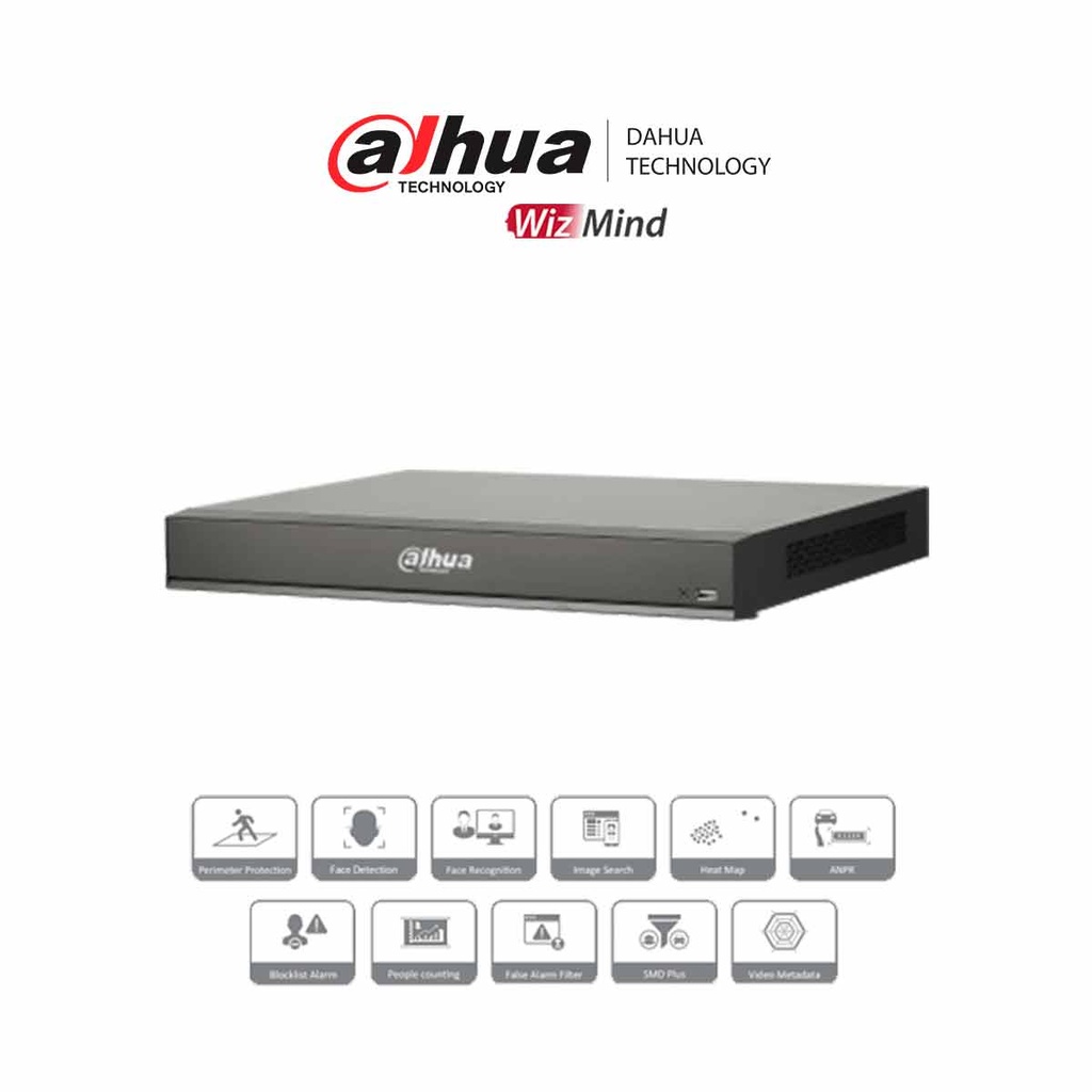 DAHUA DHI-NVR5216-16P-I/L - NVR de 16 Canales 4k/ WizMind/ 16 Puertos PoE/ H.265+