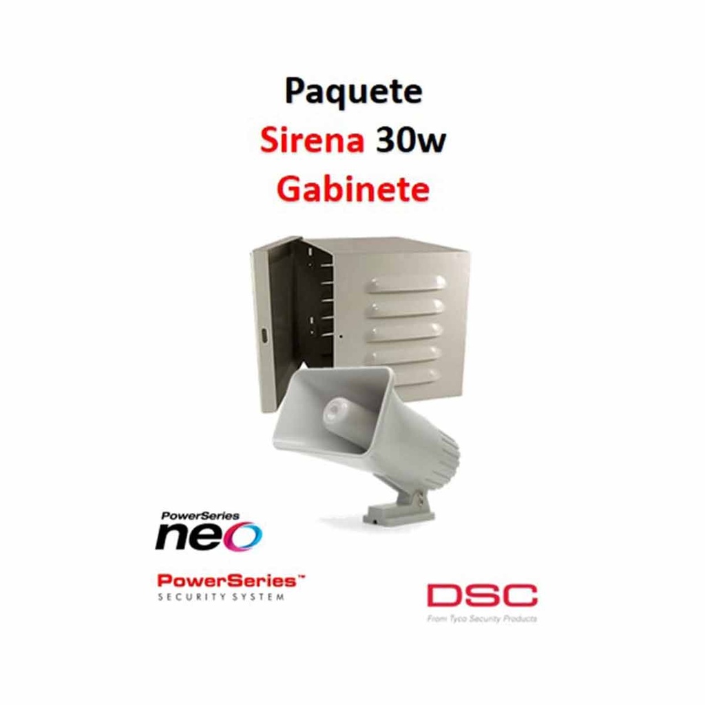 DSC S30WGPAQ - Paquete Sirena Exterior 30W con Gabinete 