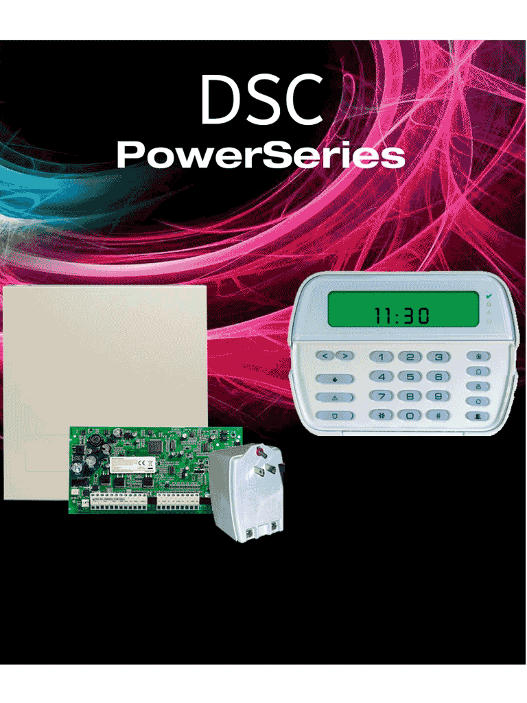 DSC POWER-ICON- Paquete Power con panel PC1832PCBSPA 8 Zonas cableadas expandible a 32