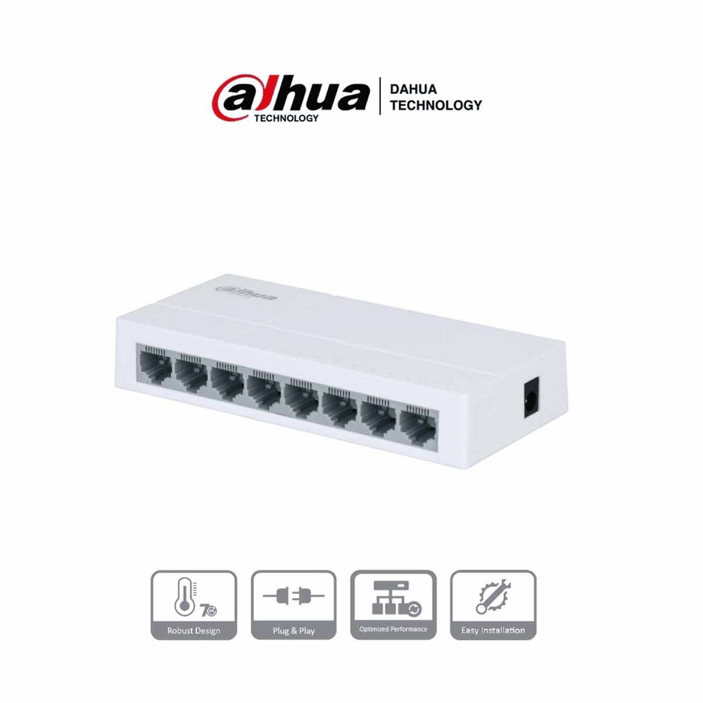 DAHUA PFS3008-8ET-L - Switch para Escritorio de 8 Puertos 