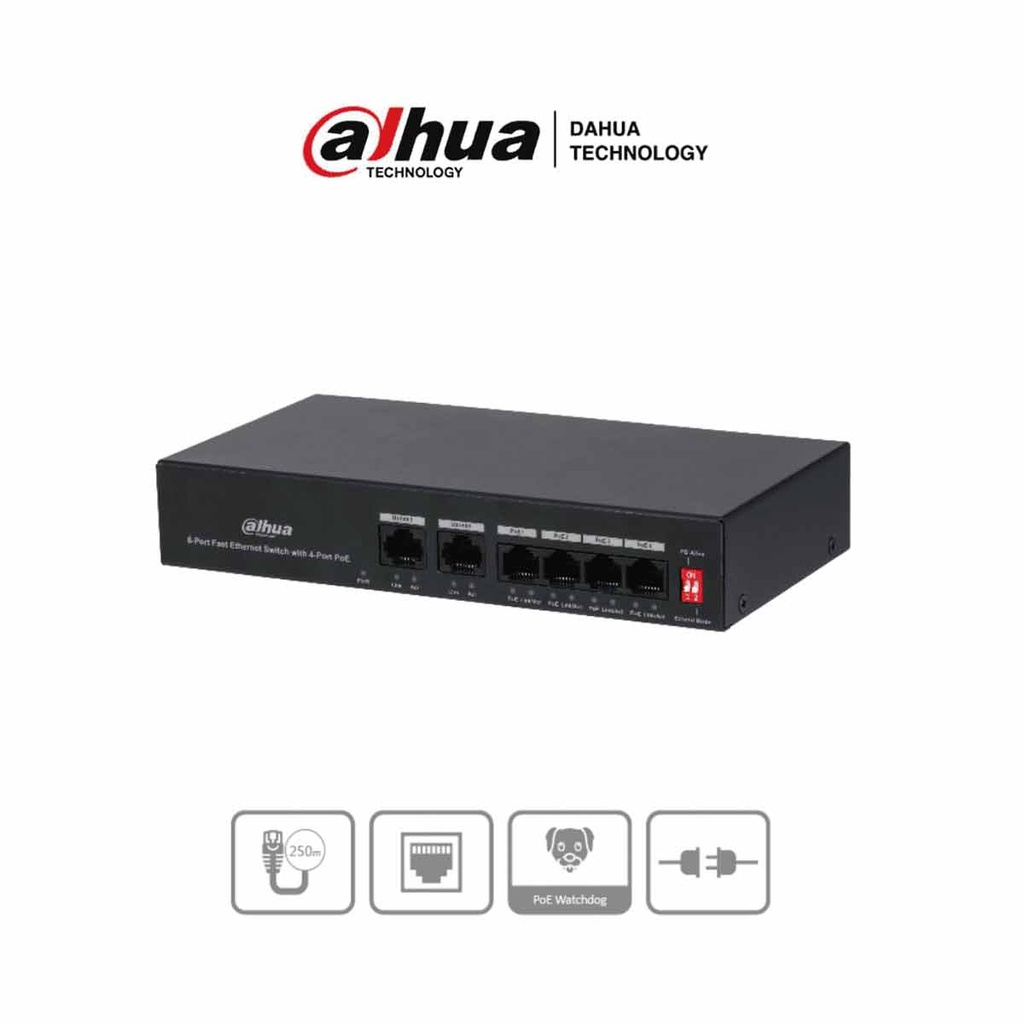 DAHUA PFS3006-4ET-36 - Switch PoE de 6 Puertos 