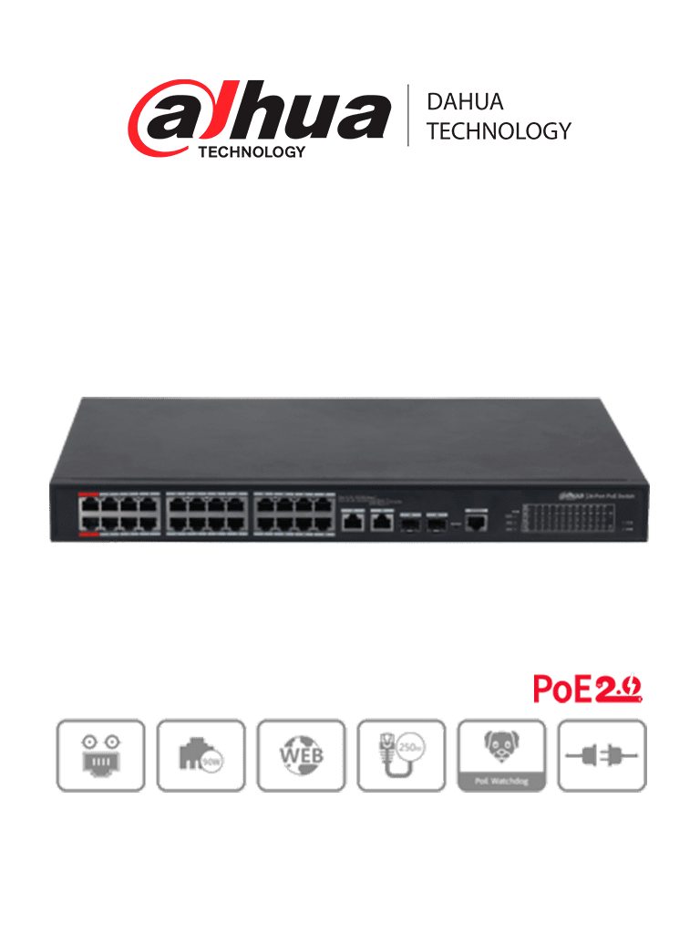 DAHUA DH-PFS4226-24ET-240  - Switch  PoE Administrable de 26 Puertos Ethernet