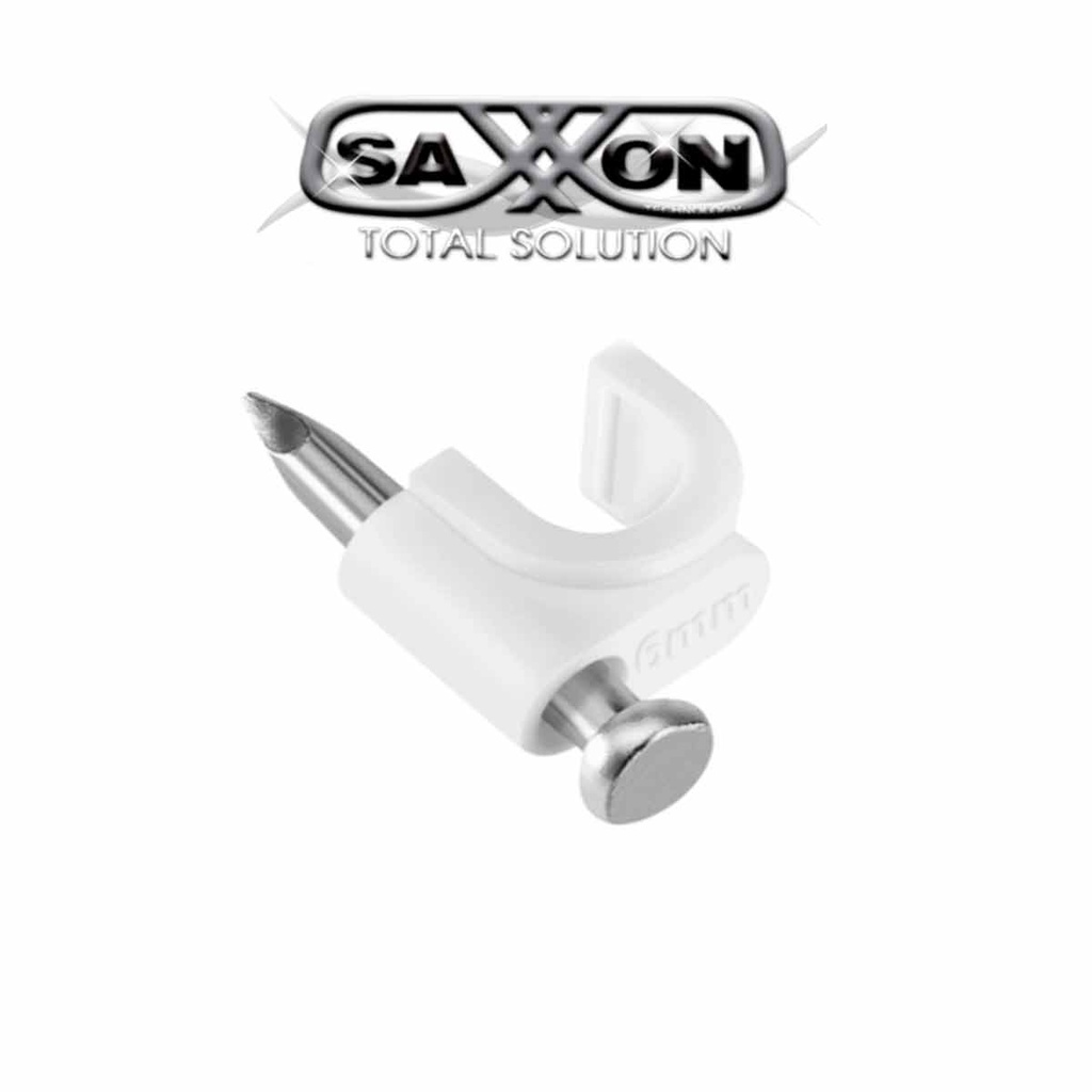 SAXXON GRA955B - Bolsa de 50 grapas de pared/ Color blanco/Diametro: 6mm / Con clavo de 3/4 para concreto de alta resistencia