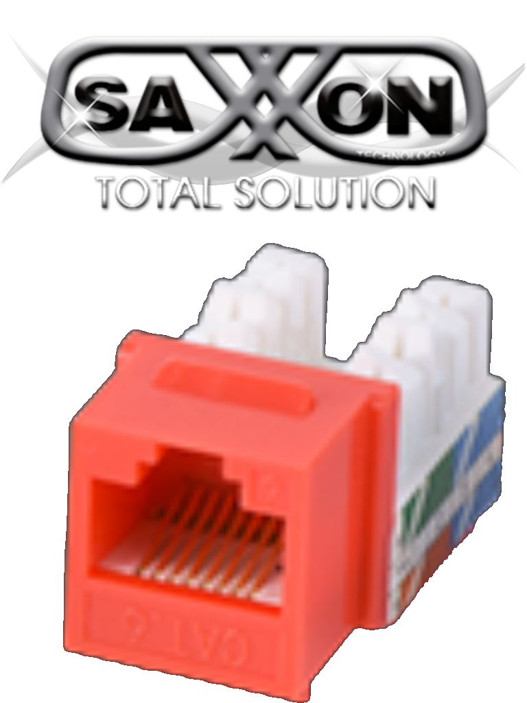 SAXXON M2656AR - Modulo jack keystone RJ45 / 8 Hilos / CAT 6A / Compatible con calibres  AWG 22-26 / Color rojo