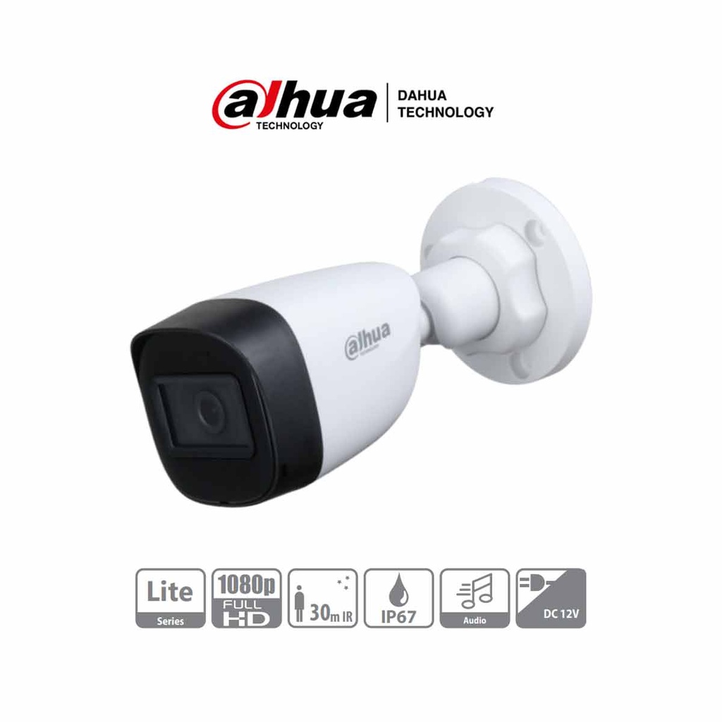DAHUA HAC-HFW1200CN-A - Cámara Bullet 1080p/ Micrófono Integrado/ Lente de 2.8mm