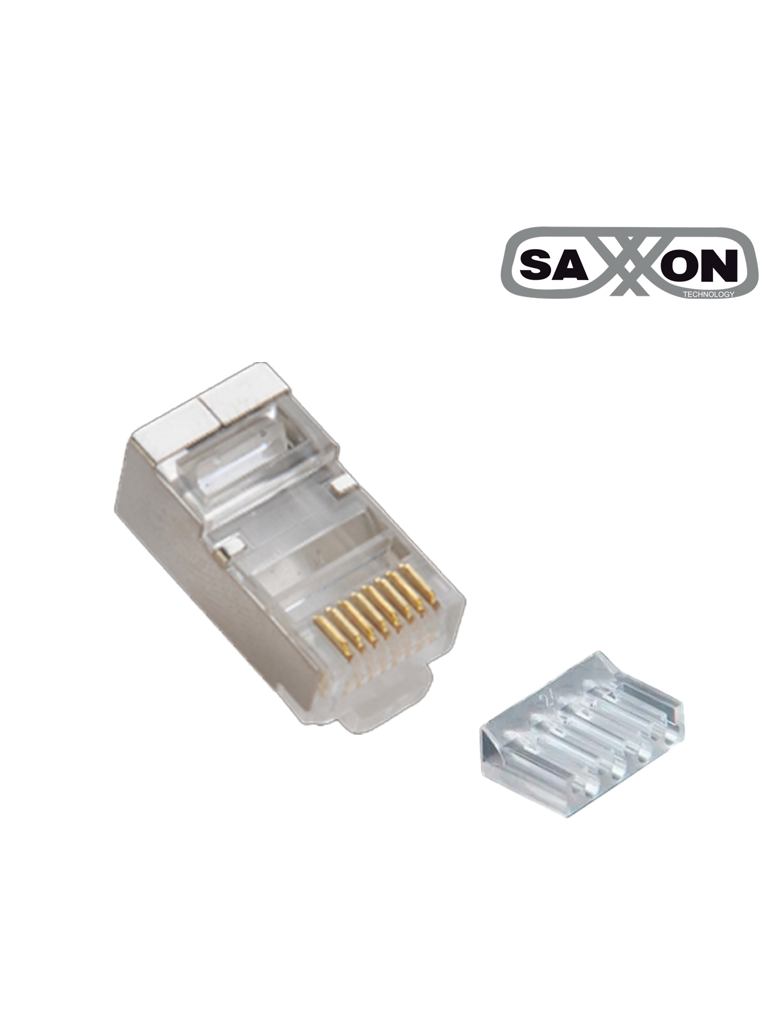 SAXXON S901E - Conector plug RJ45 para cable UTP con guía / CAT 6 / Blindado / Paquete 100 piezas 