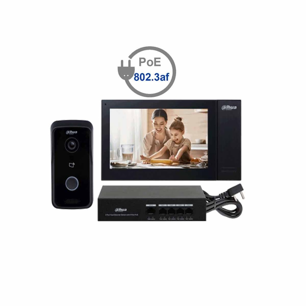 DAHUA KITKTP02 - Kit de Videoportero IP/ Monitor de 7 Pulgadas con Memoria Embebida de 8 GB